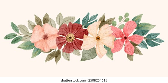 red pink floral watercolor border