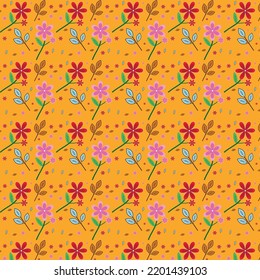 Red pink flower background seamless pattern