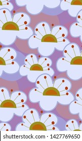 red pink flower vector stylized modern seamless floral pattern