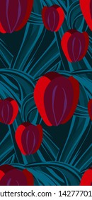 red pink flower vector stylized modern seamless floral pattern