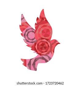 red and pink flying dove silhouette vector