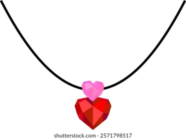 Red and pink gemstone necklace heart shape cute