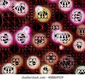 Red pink geometric line on black abstract background
