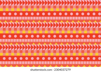 Red and pink geometric seamless pattern design. Retro gingham repeat vector