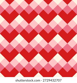 Red Pink Geometric Seamless Pattern.Seamless geometric pattern with layered diamond shapes in red and pink tones. Modern abstract textile background for fabric, wallpaper, wrapping paper, and digital design.