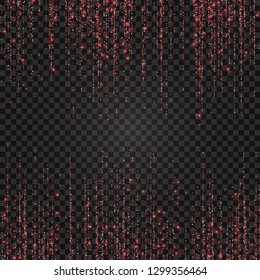 Red and pink glitter background. Template for holiday designs, invitation, party, birthday, wedding, Valentines Day. Vector illustration.
