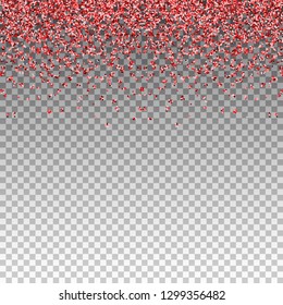 Red and pink glitter background. Template for holiday designs, invitation, party, birthday, wedding, Valentines Day. Vector illustration.
