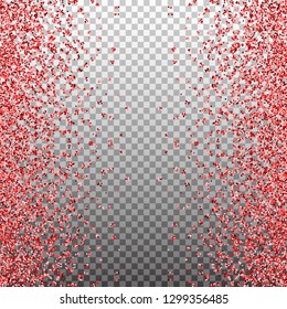 Red and pink glitter background. Template for holiday designs, invitation, party, birthday, wedding, Valentines Day. Vector illustration.