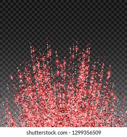 Red and pink glitter background. Template for holiday designs, invitation, party, birthday, wedding, Valentines Day. Vector illustration.