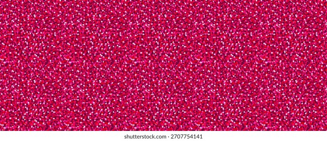 El brillo rosa rojo brilla textura sin fisuras con puntos brillantes brillantes. Fondo de efecto confeti brillante. Perfecto para invitaciones, empaques o washi tape. Arrastre hasta el panel Muestras para utilizarlas