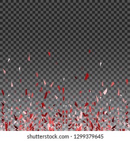 Red and pink glitter splatter background. Template for holiday designs, invitation, party, birthday, wedding, Valentines Day. Vector illustration.