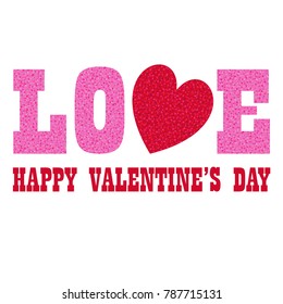 red pink glitter valentines day love vector graphic with heart