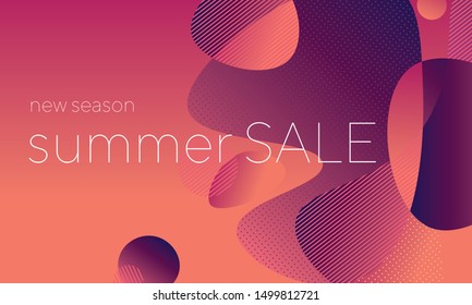 Red and pink gradient geometric shapes abstract poster. wavy liquid forms dynamic  composition for commercial, banner, card, invitation, web and print design