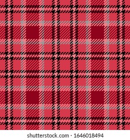 Tejido escocés a cuadros de estrán sin fisuras. Tonos grises, rojos y negros. Para el diseño textil