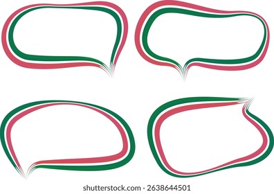 red pink green colorful abstract outline speech bubbles set
