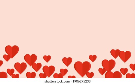 Red pink heart background vector for Valentine's Day holiday, romantic love wallpaper design, 3D paper hearts graphic illustration, blank February valentine concept with copy space