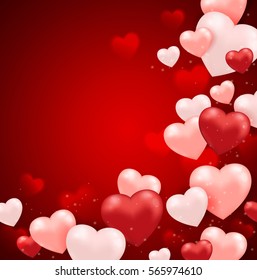 Red Pink Heart Balloons On Red Stock Vector (Royalty Free) 565974610