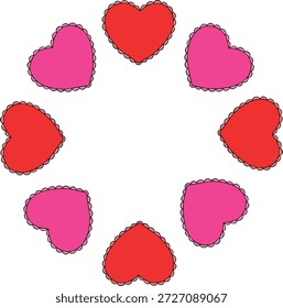 Red and Pink Heart Circle Frame