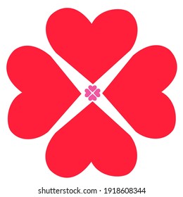 Red Pink Heart Clover Flower