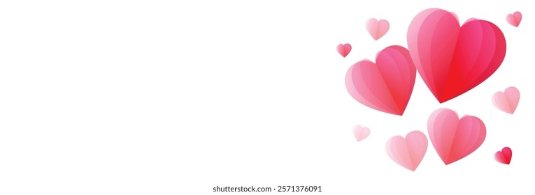 Red and pink heart elements on white background. Template design for valentine's day, mother's day, wedding. Vector illustration