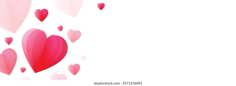 Red and pink heart elements on white background. Template design for valentine's day, mother's day, wedding. Vector illustration