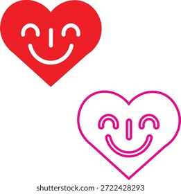 Un icono de corazón rojo y rosa, ambos mostrando una cara sonriente alegre, transmitiendo felicidad.