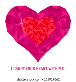 Red and pink heart icon. Pink, red  template, background