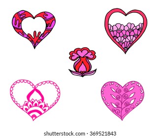 red and pink  heart painted pattern hand