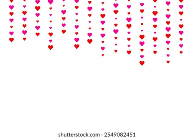 Red And Pink Heart Pattern Background With Copy Space. Valentine's Day Wallpaper. Wedding Backdrop. Vector Illustration