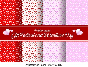 red and pink heart pattern paper Gift Festival and Valentine's Day 
