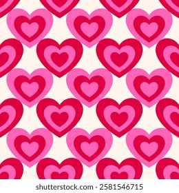 Red and pink heart seamless pattern design for valentine’s day background.