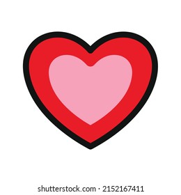 Red and pink heart vector isolated on white background. Heart icon in a flat design. Doodle heart.
