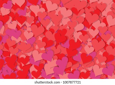 Red and pink hearts background. Valentines Day EPS vector background