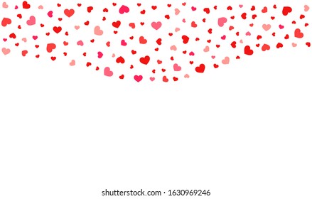 Red and pink hearts border background. Vector illustration.