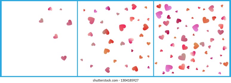 Red and pink hearts confetti celebrations. Simple festive modern design. Holiday vector set 