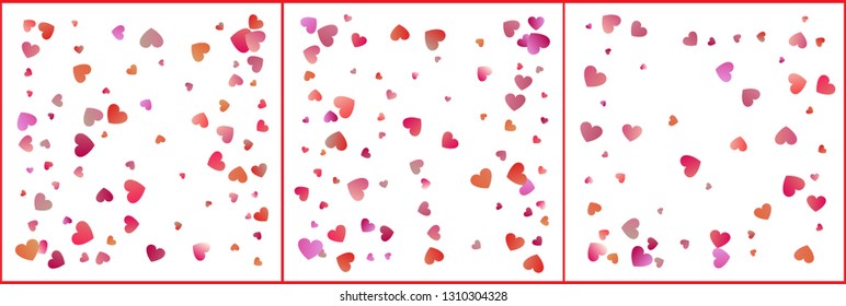 Red and pink hearts confetti celebrations. Simple festive modern design. Holiday vector set.