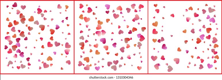 Red and pink hearts confetti celebrations. Simple festive modern design. Holiday vector set.