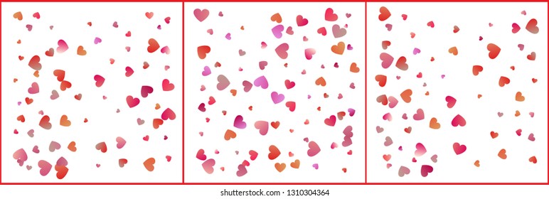 Red and pink hearts confetti celebrations. Simple festive modern design. Holiday vector set.