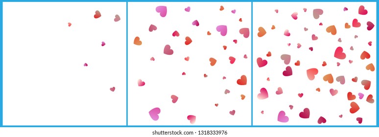 Red and pink hearts confetti celebrations. Simple festive modern design. Holiday vector set 