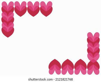 red and pink hearts horizontal corner border frame 