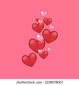red and pink hearts on a pink background vector illustration