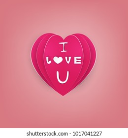 red and pink  hearts paper with Lover on pink background with love message for Design,Valentine's day,Vector illustration eps 10