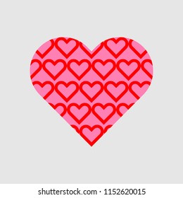 Red and pink hearts pattern on grey background vector.