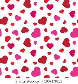 Red And Pink Hearts Seamless Pattern Cute Valentines Day Holiday Design Of Background Vector Illustration