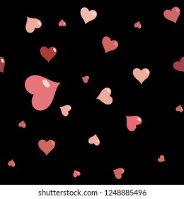 Red and pink hearts seamless pattern. Vector illustration