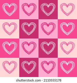 El color rojo y rosa del patrón sin fisuras para el Día de San Valentín