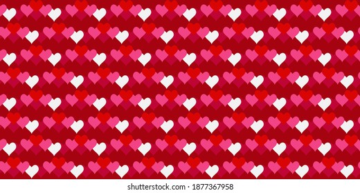 Red, pink hearts Valentine's day seamless pattern red background