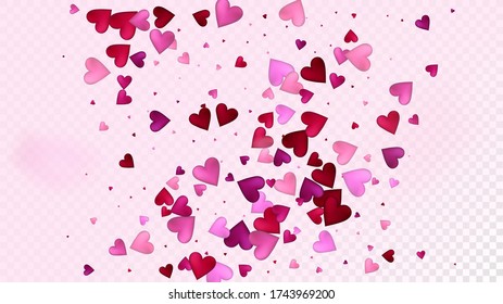 Confetti vectorial del corazón rosado y rojo. Patrón de ofertas del Día de San Valentín. Hermosa decoración del Día de San Valentín de la Frontera Rosa con Confetti en el corazón caído. Regalo de moda, tarjeta de cumpleaños, fondo de afiches