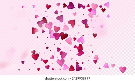 Confeti de vectores de corazones rojos y rosas. Patrón tierno de San Valentín. Regalo de lujo, tarjeta de cumpleaños, fondo de cartel Decoración de San Valentín con Confeti de corazones caídos. Hermosa Dispersión Rosa