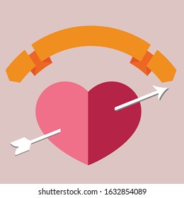 Red and pink hearts vector  set with white arrow for valentines day. Vector illustration.